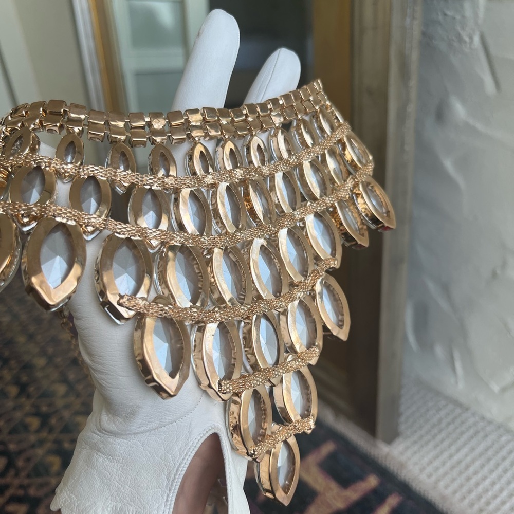 Vintage collar crystal necklace with gold clasp and adjustable length - Picture 13 of 16
